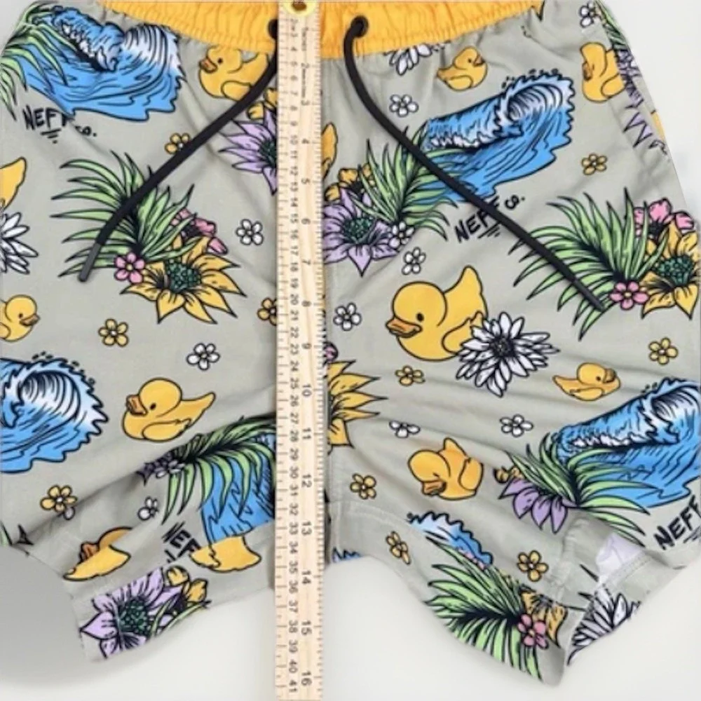 Neff Duck‎ Print Board Shorts Men M Surf Swim Trunks Tropical Vacation